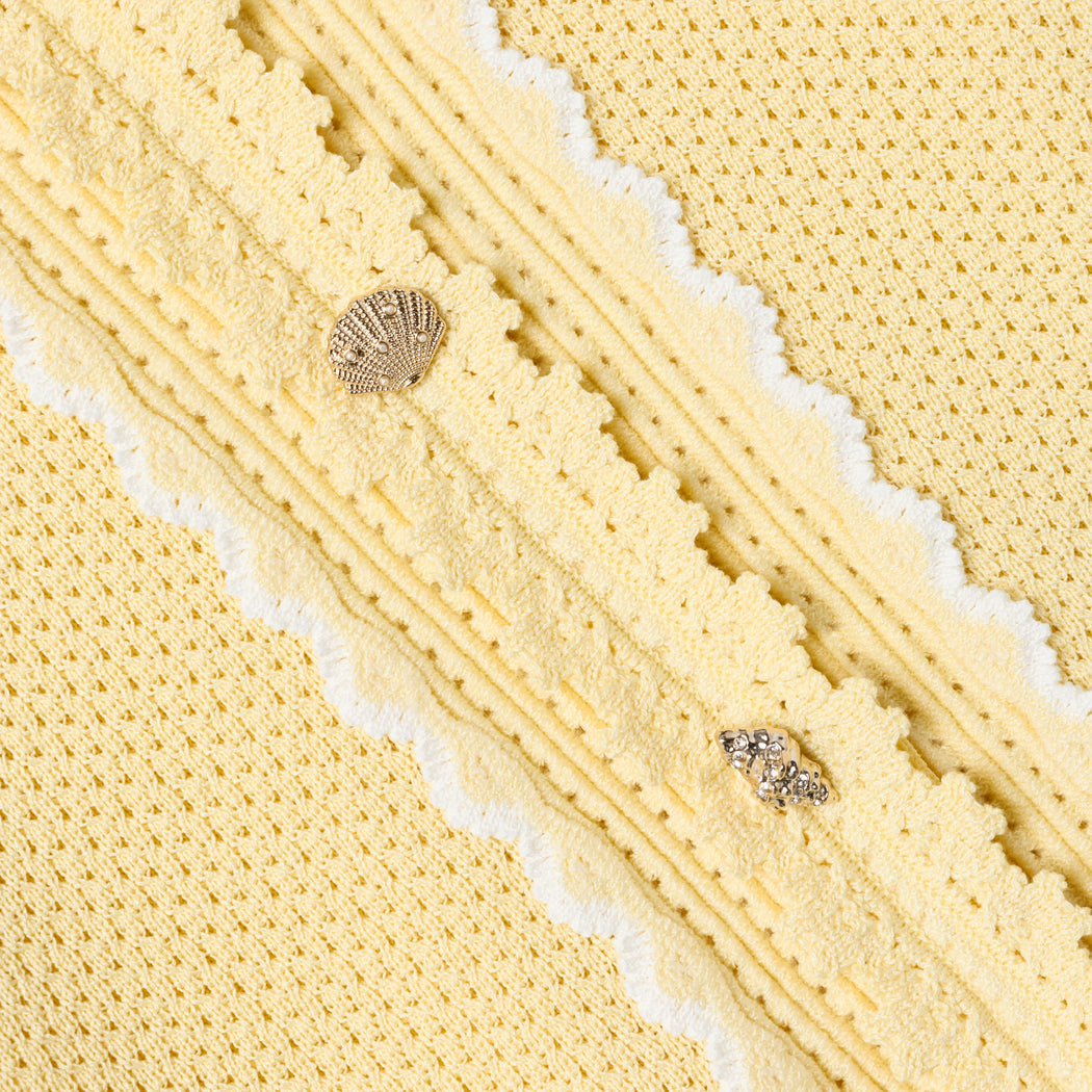 Yellow Pointelle Frill Cardigan