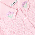 Pink Flower Embroidered Knit Top