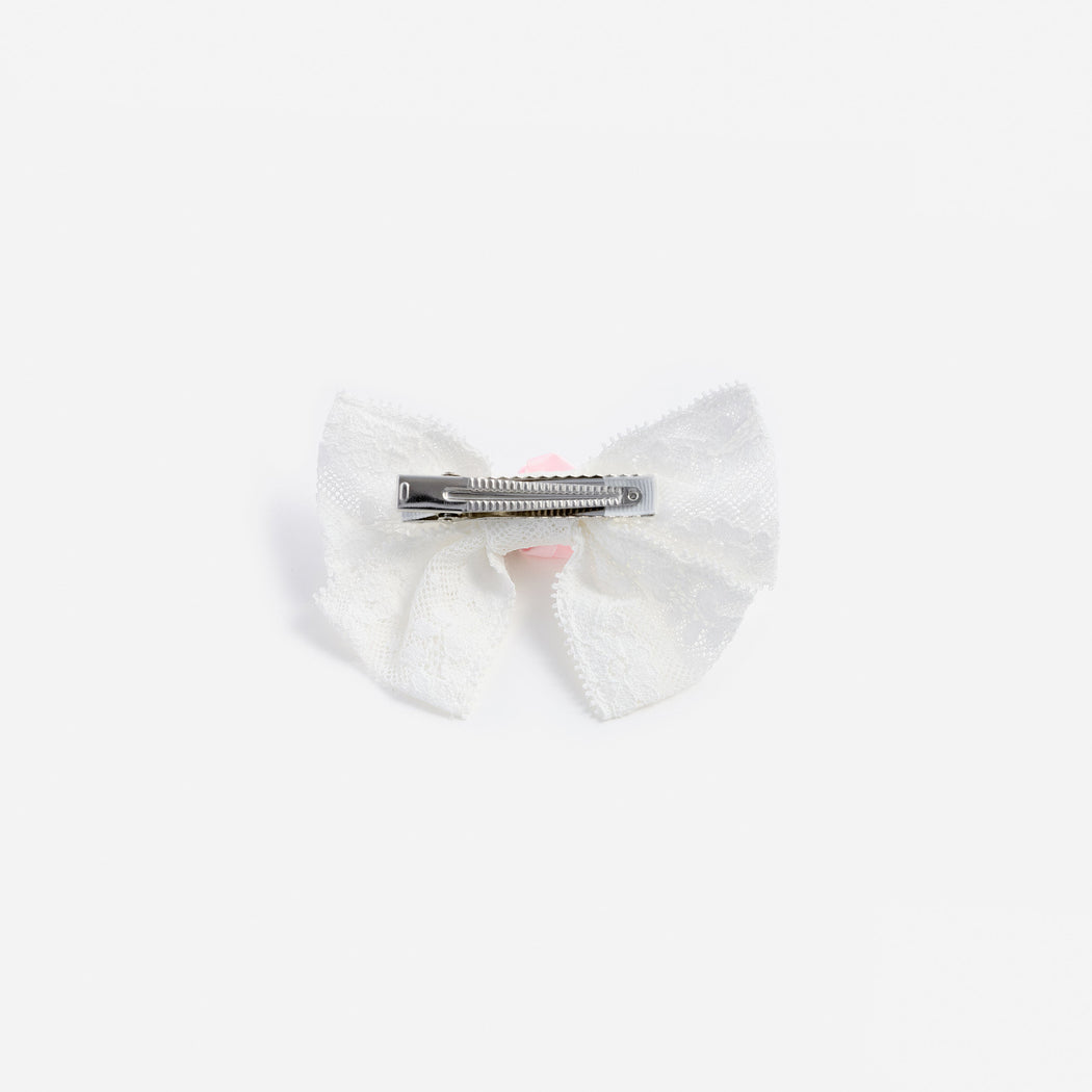 Cream Large Lace Bow Hair Clip