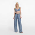 Rhinestone Croc Effect Wide Leg Jeans