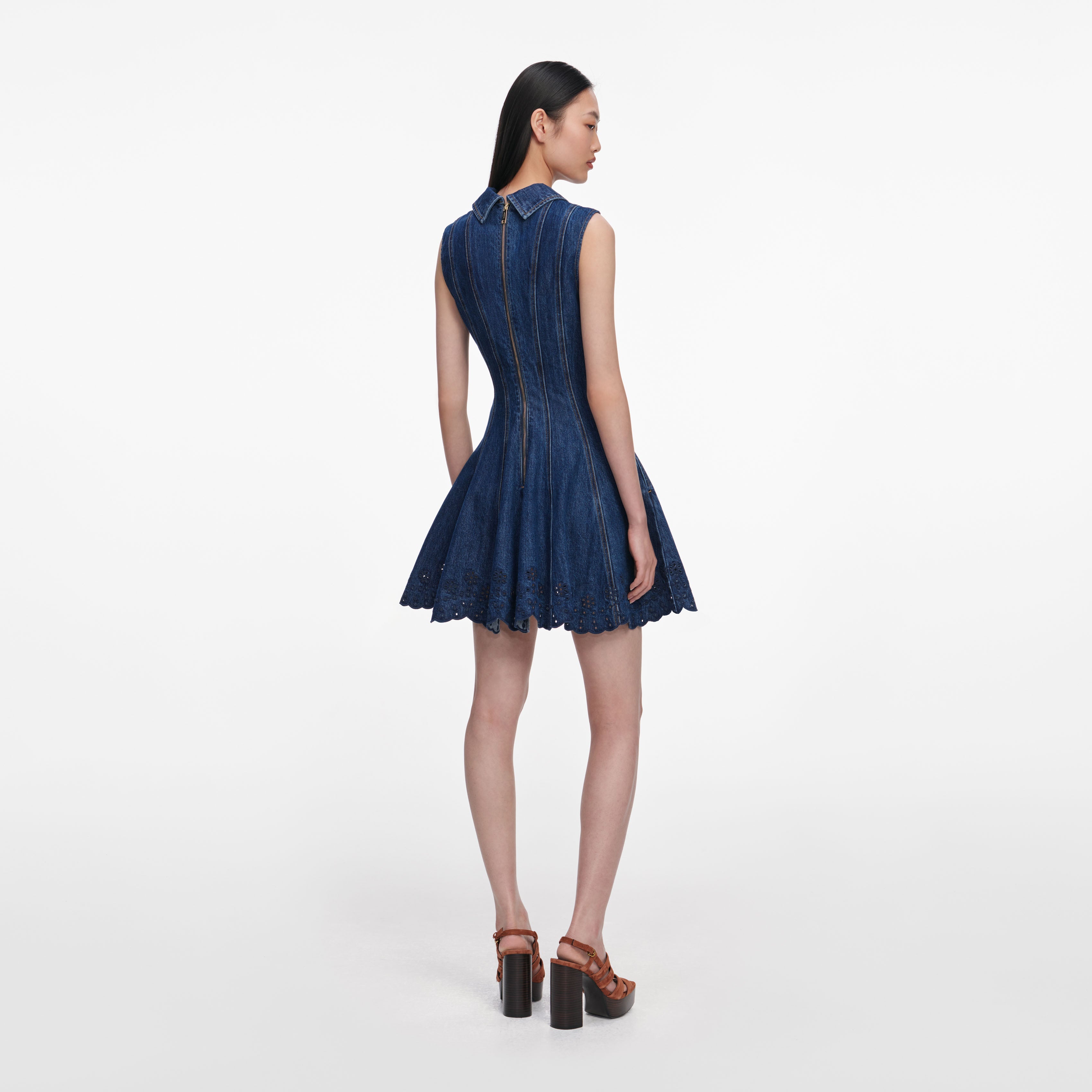 Denim Broderie Mini Dress