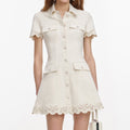 Cream Broderie Denim Mini Dress