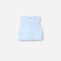 Blue Satin Sequin Flower Top