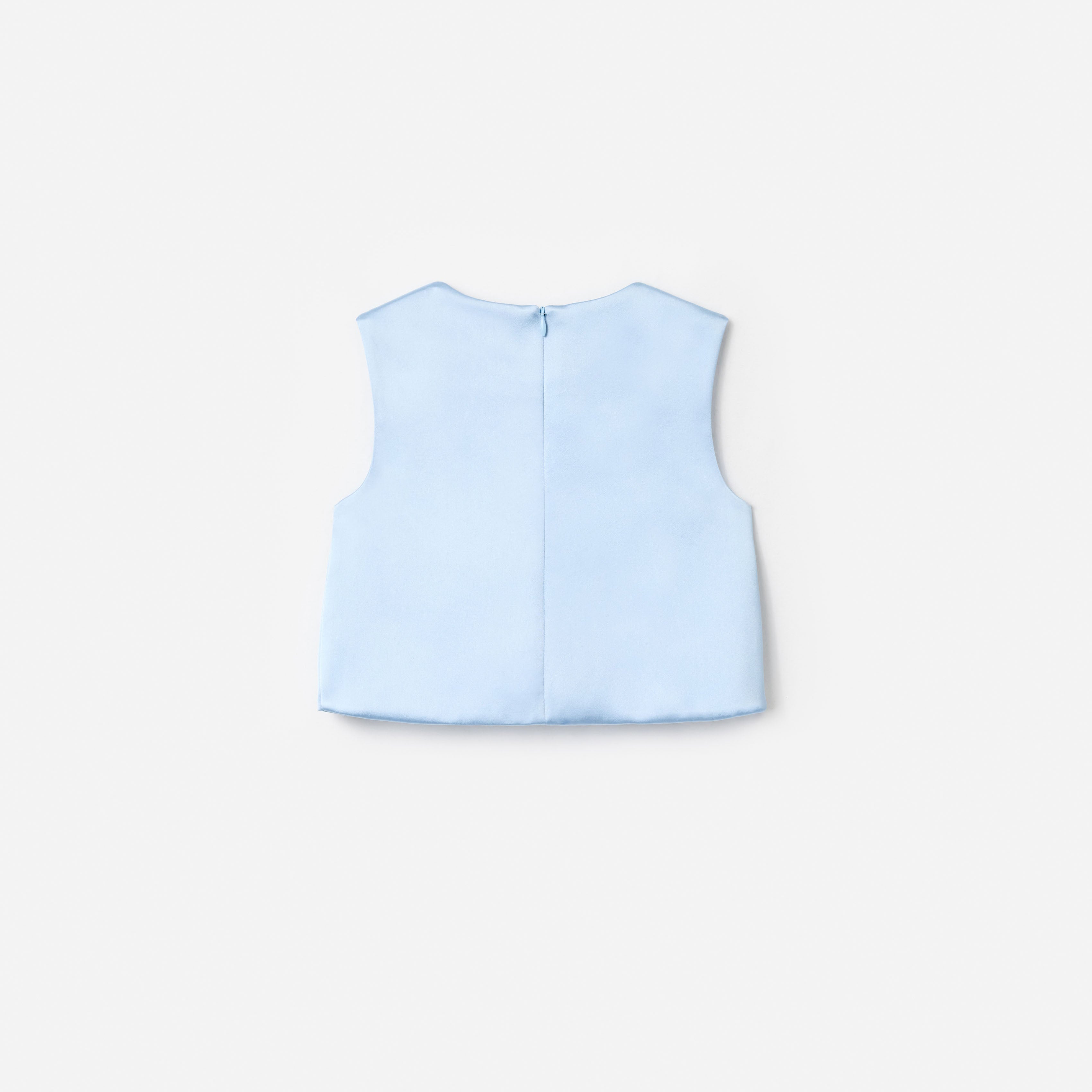 Blue Satin Sequin Flower Top