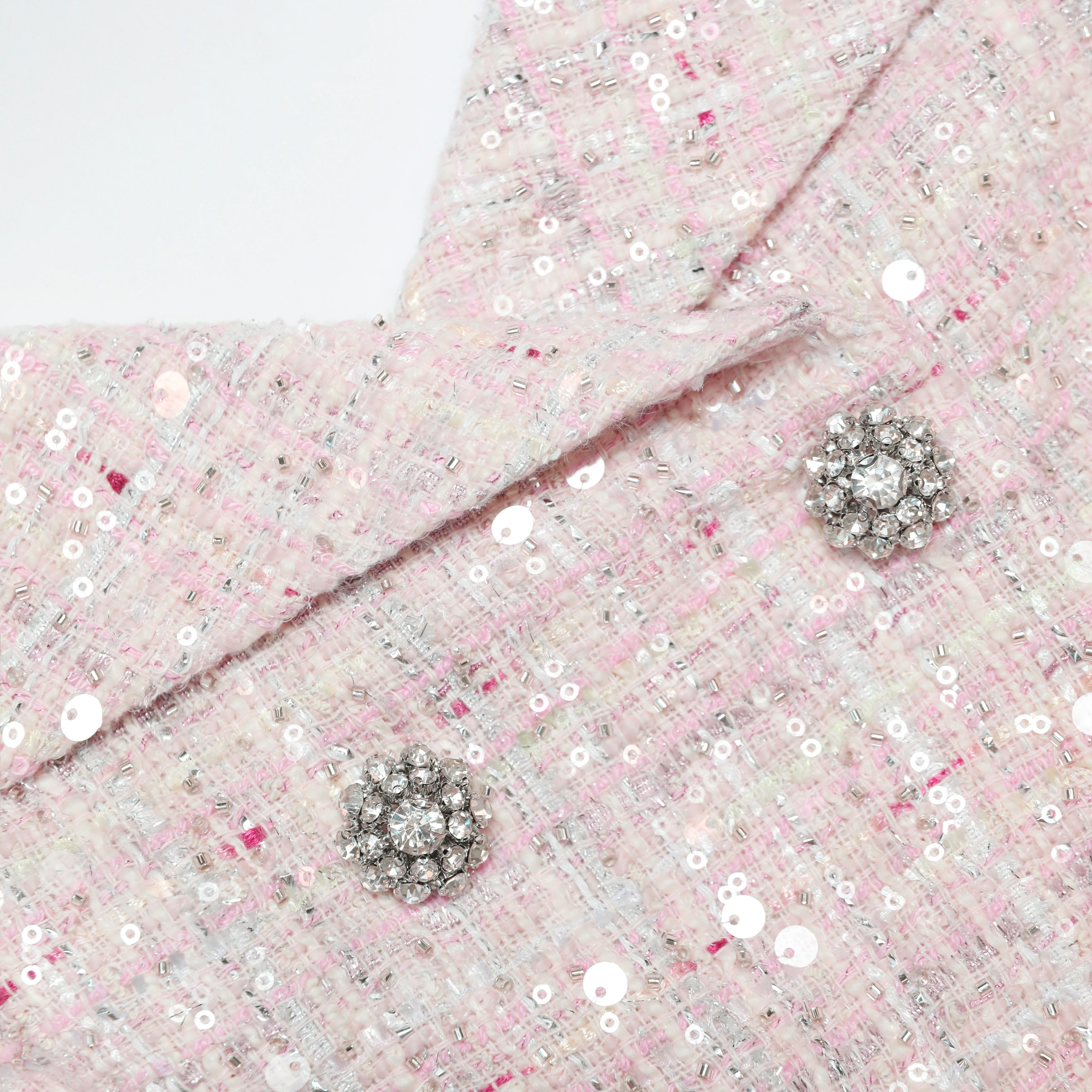 Pink Sequin Boucle Maxi Dress
