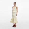 Yellow Linen Peplum Midi Dress