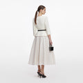 Cream 3D Flower Polka Dot Midi Dress