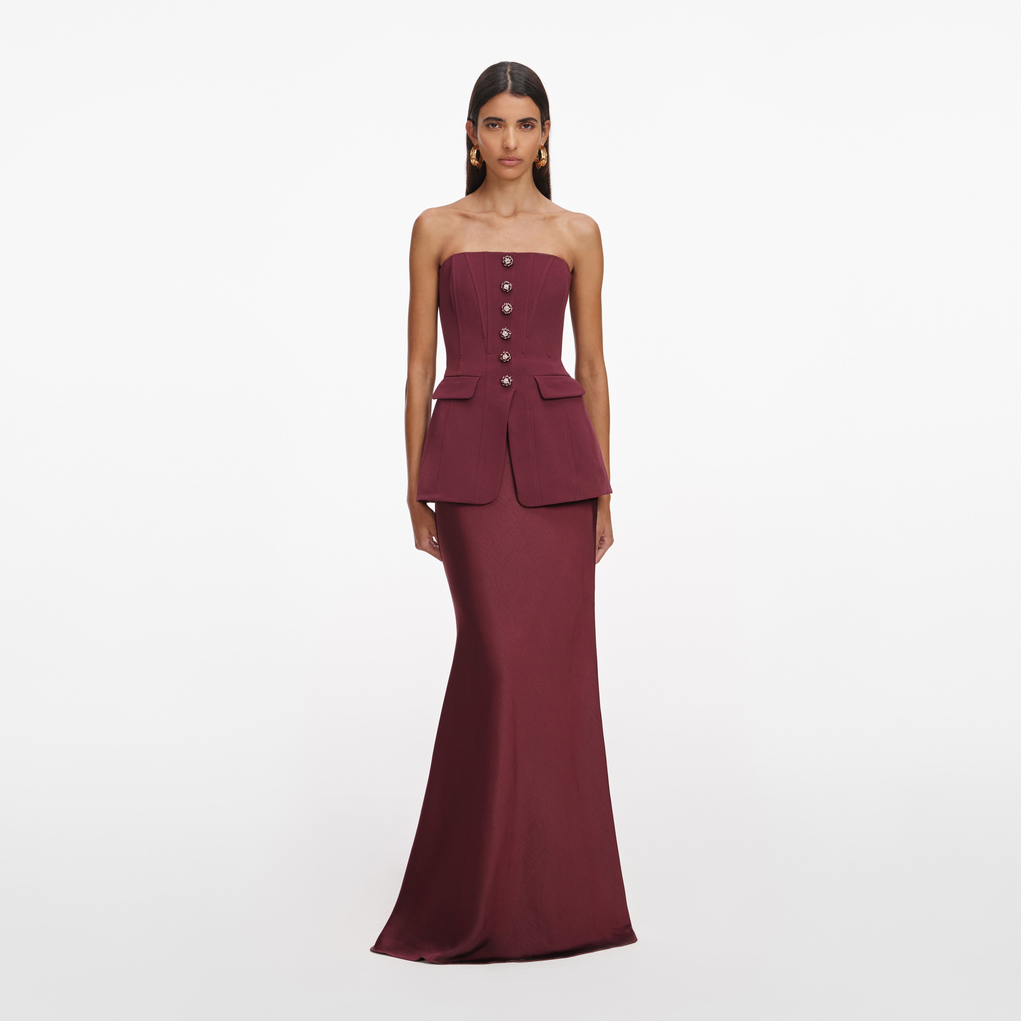 Burgundy Bandeau Maxi Dress