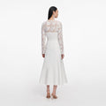 White Lace Crepe Midi Dress