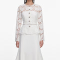 White Lace Crepe Midi Dress
