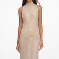 Champagne Rhinestone Racer Back Maxi Dress