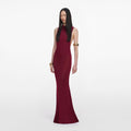 Burgundy Racer Back Viscose Knit Maxi Dress