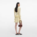 Yellow Pointelle Peplum Knit Mini Dress