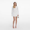White Pointelle Diamante Knit Mini Dress
