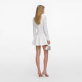 White Pointelle Diamante Knit Mini Dress