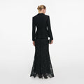 Black Boucle Rhinestone Lace Maxi Dress