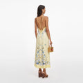 Yellow Floral Silk Midi Dress