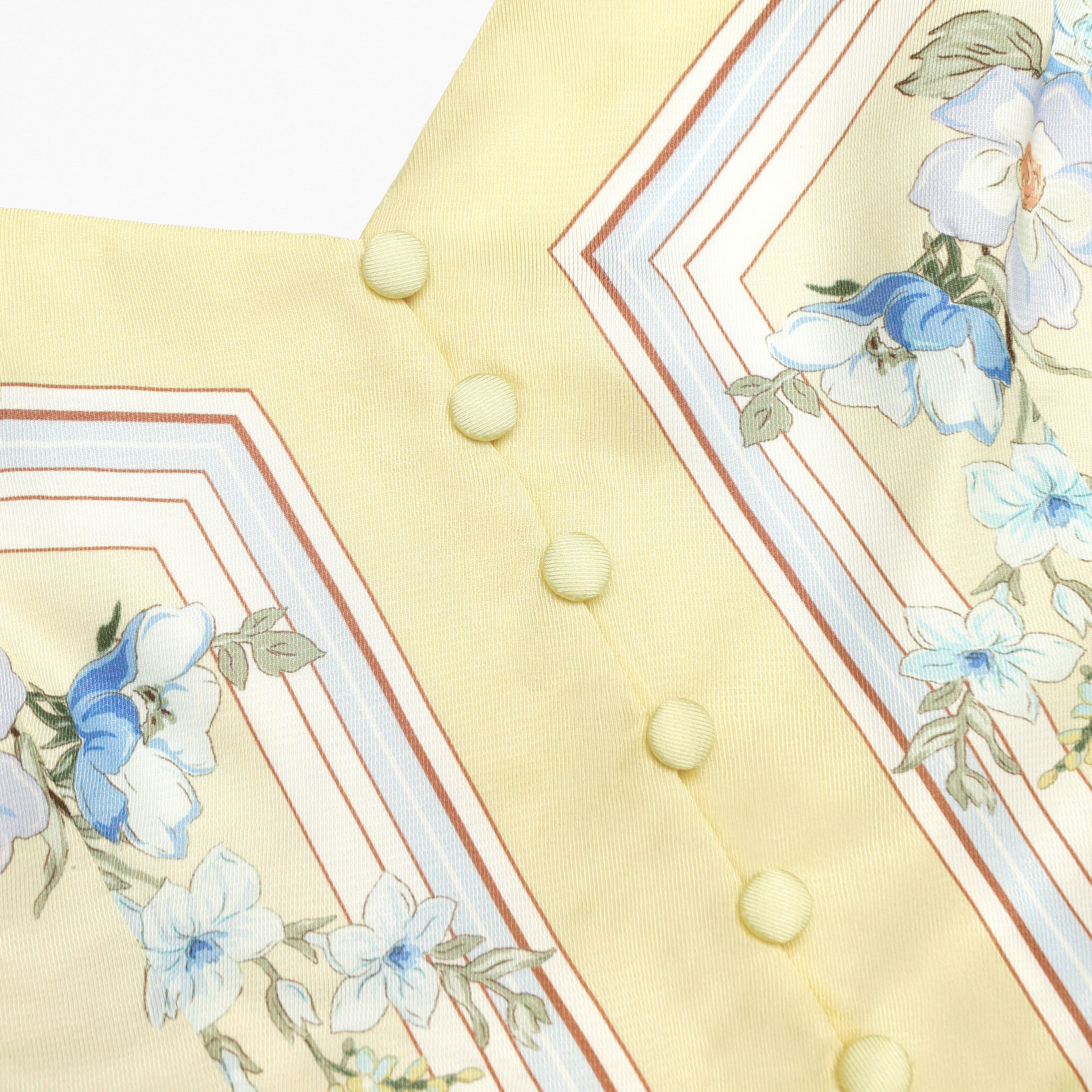 Yellow Floral Silk Midi Dress