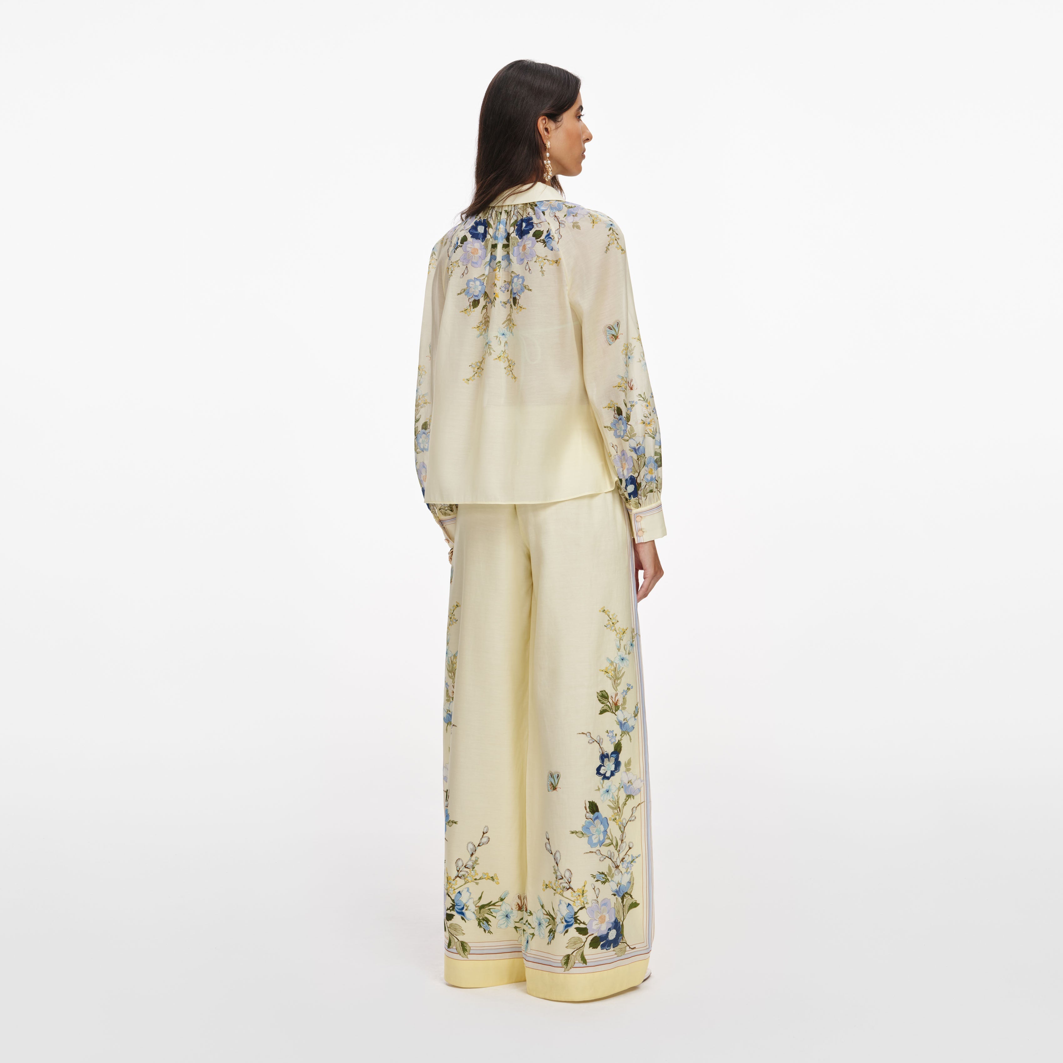 Yellow Floral Organza Trousers