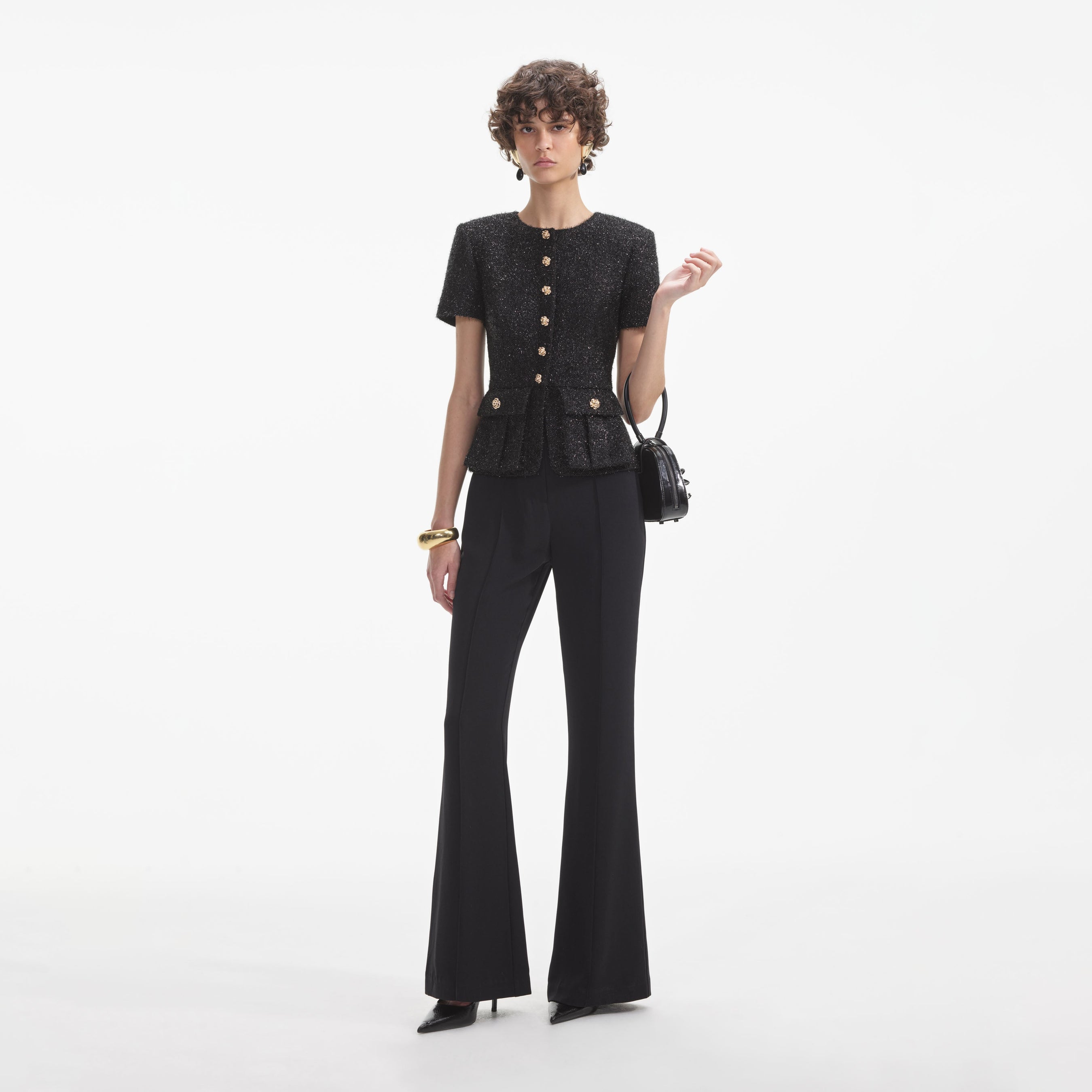 Black Tinsel Boucle Jumpsuit