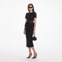 Black Tinsel Boucle Tailored Midi Dress