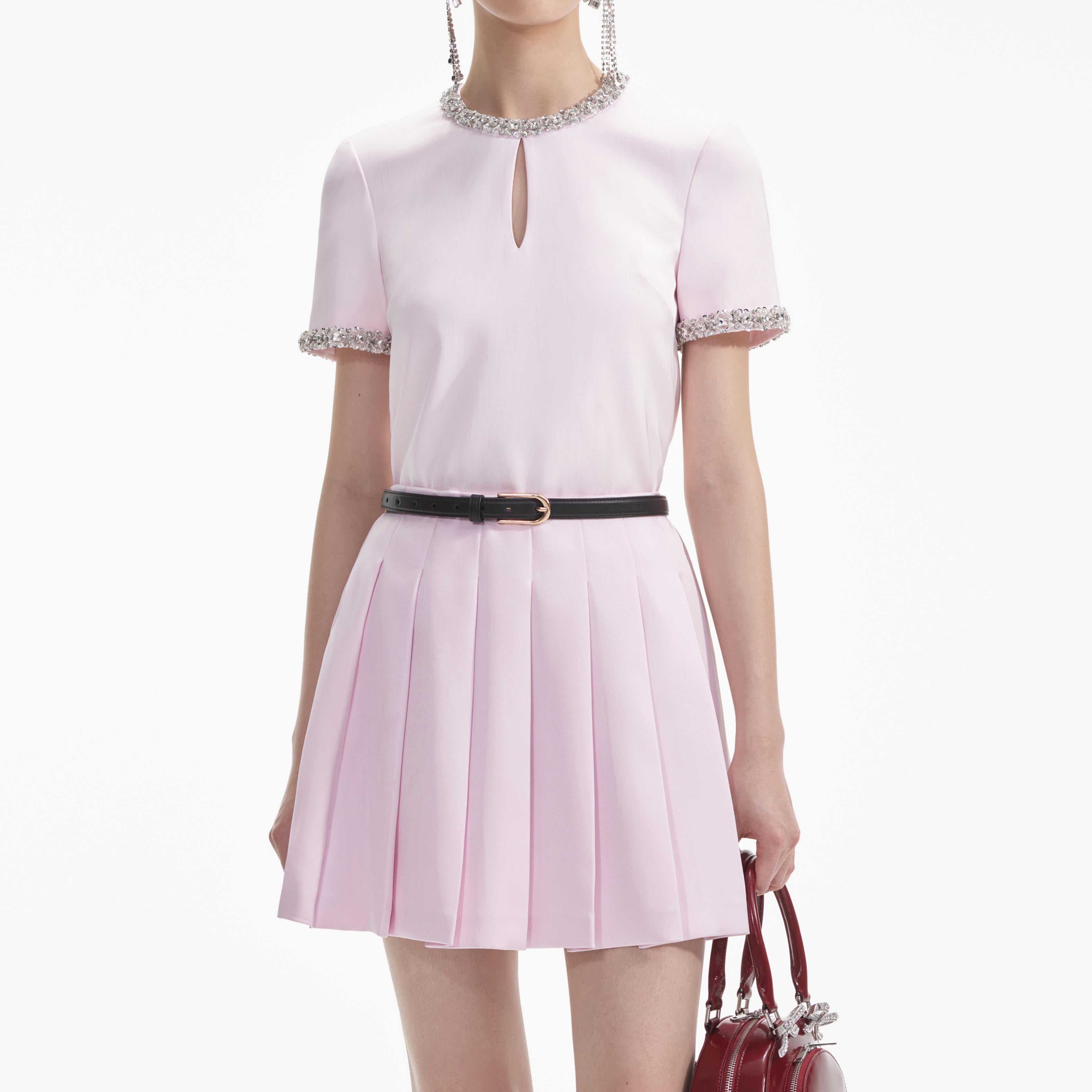 Pink Satin Embellished Top