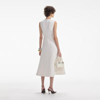 Cream Tinsel Boucle Buttoned Midi Dress