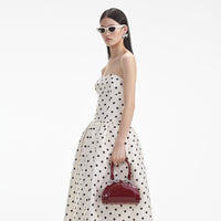 Cream Polka Dot Taffeta Midi Dress