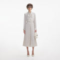 Cream Polka Dot Satin Midi Dress