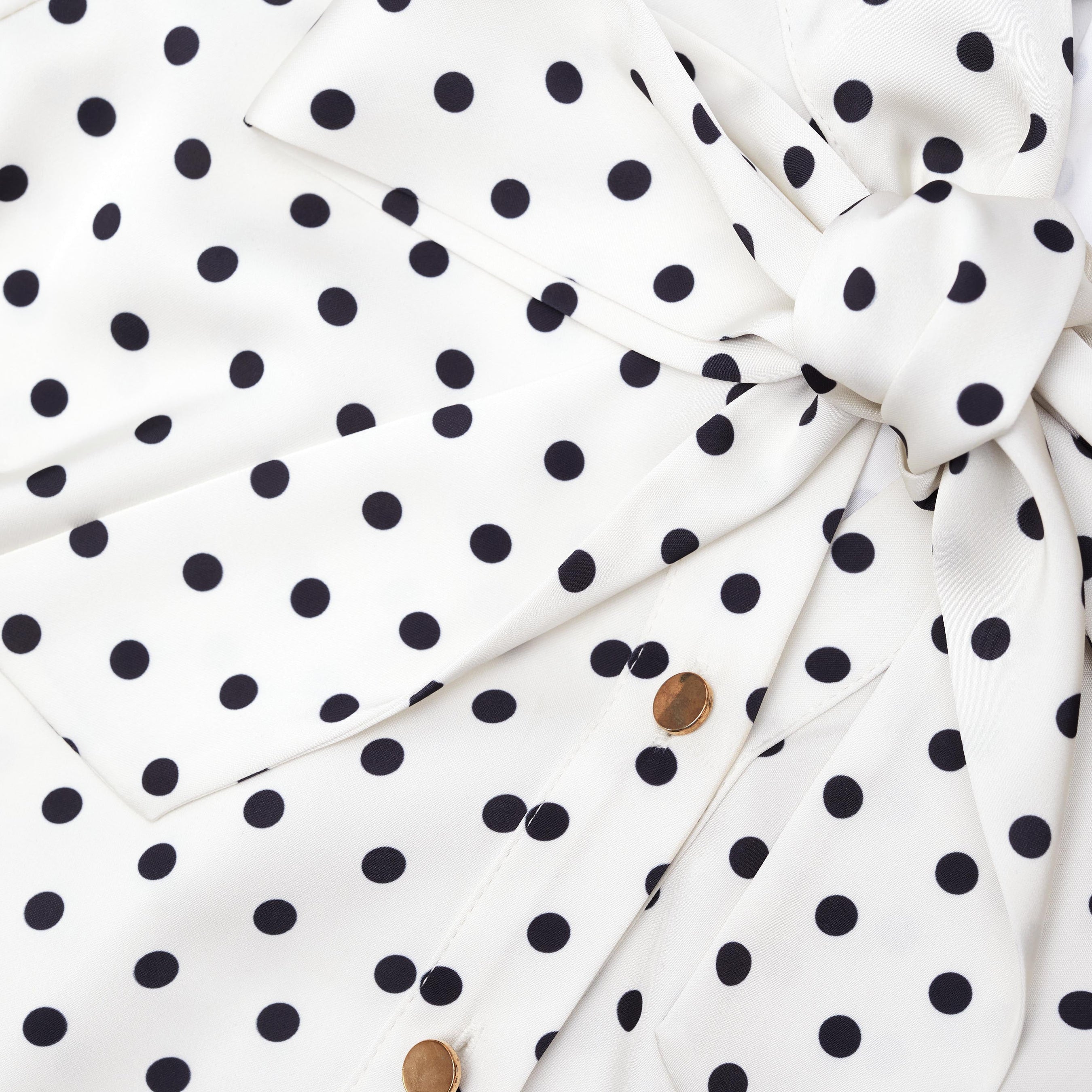 Cream Polka Dot Satin Midi Dress