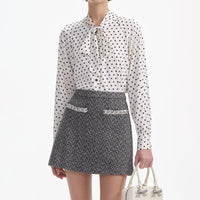 Cream Polka Dot Satin Blouse