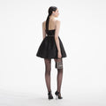 Black Taffeta Diamante Mini Dress
