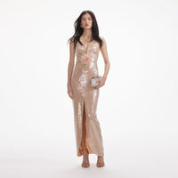 Champagne Sequin Maxi Dress