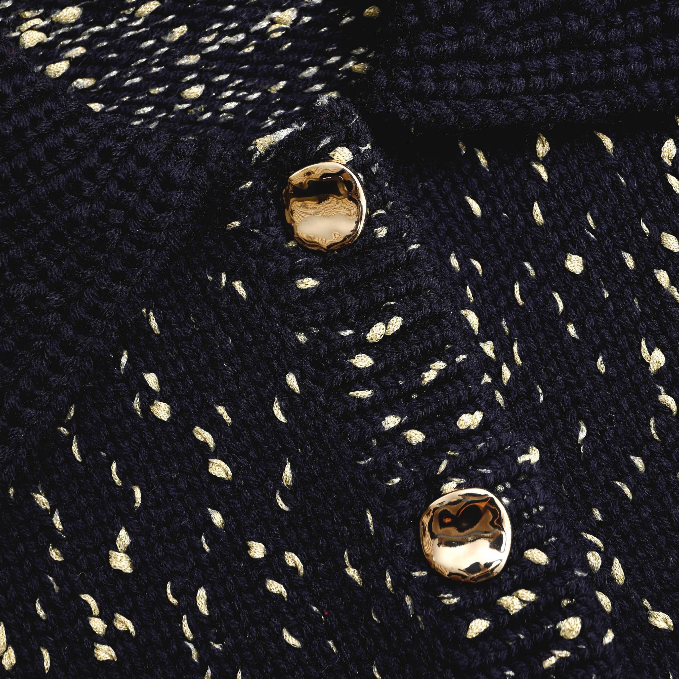 Navy Metallic Merino Cardigan