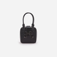 Black Leather Square Mini Tote Bag