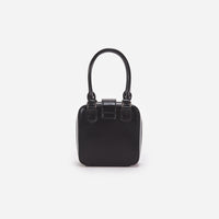 Black Leather Square Mini Tote Bag