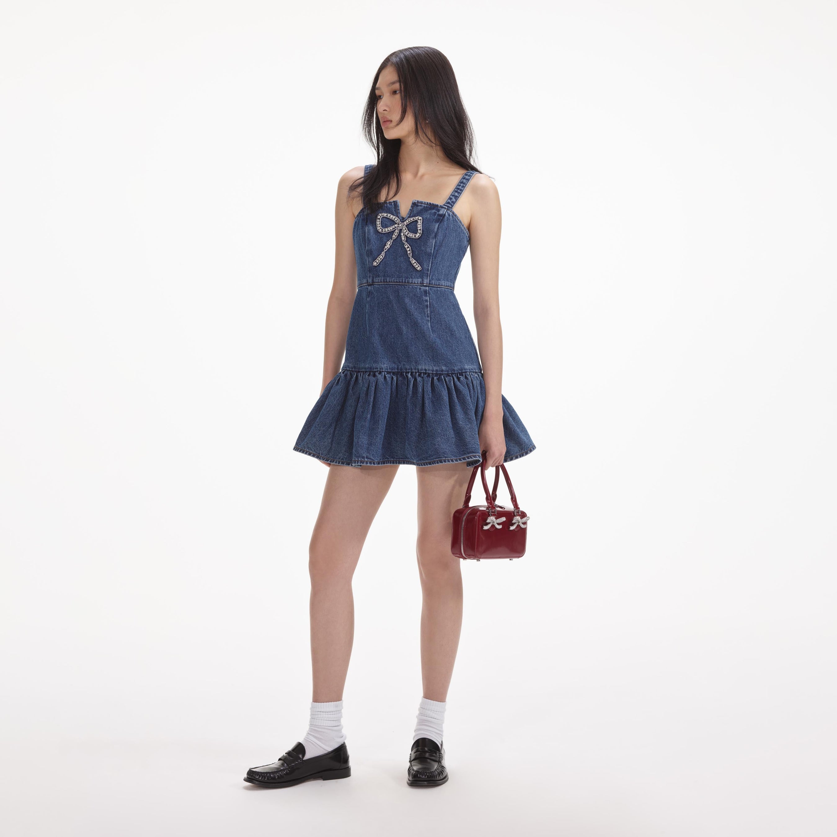 Bow Denim Mini Dress