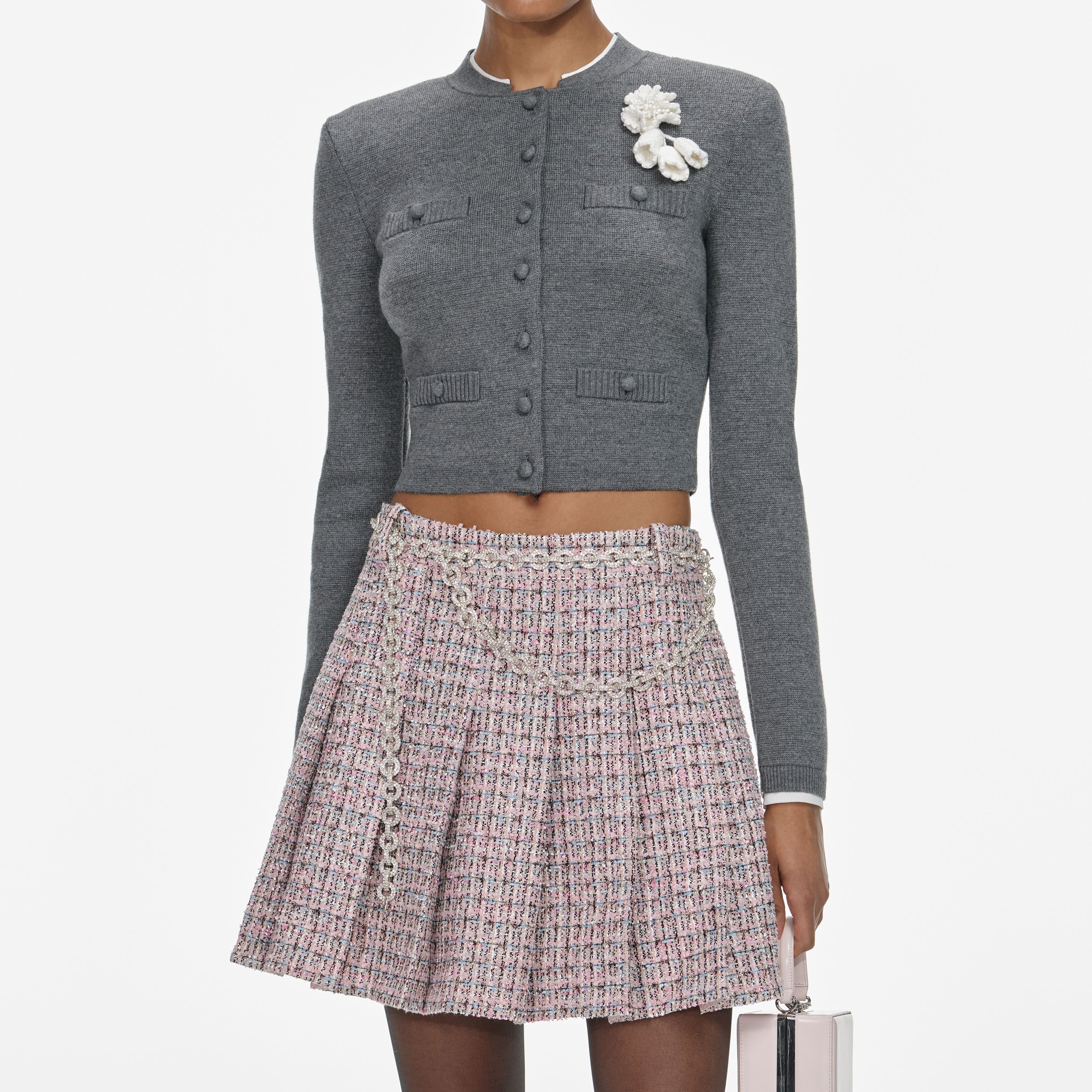 Grey Crochet Flower Cardigan