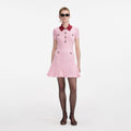 Pink Contrast Collar Knit Mini Dress