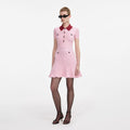 Pink Contrast Collar Knit Mini Dress