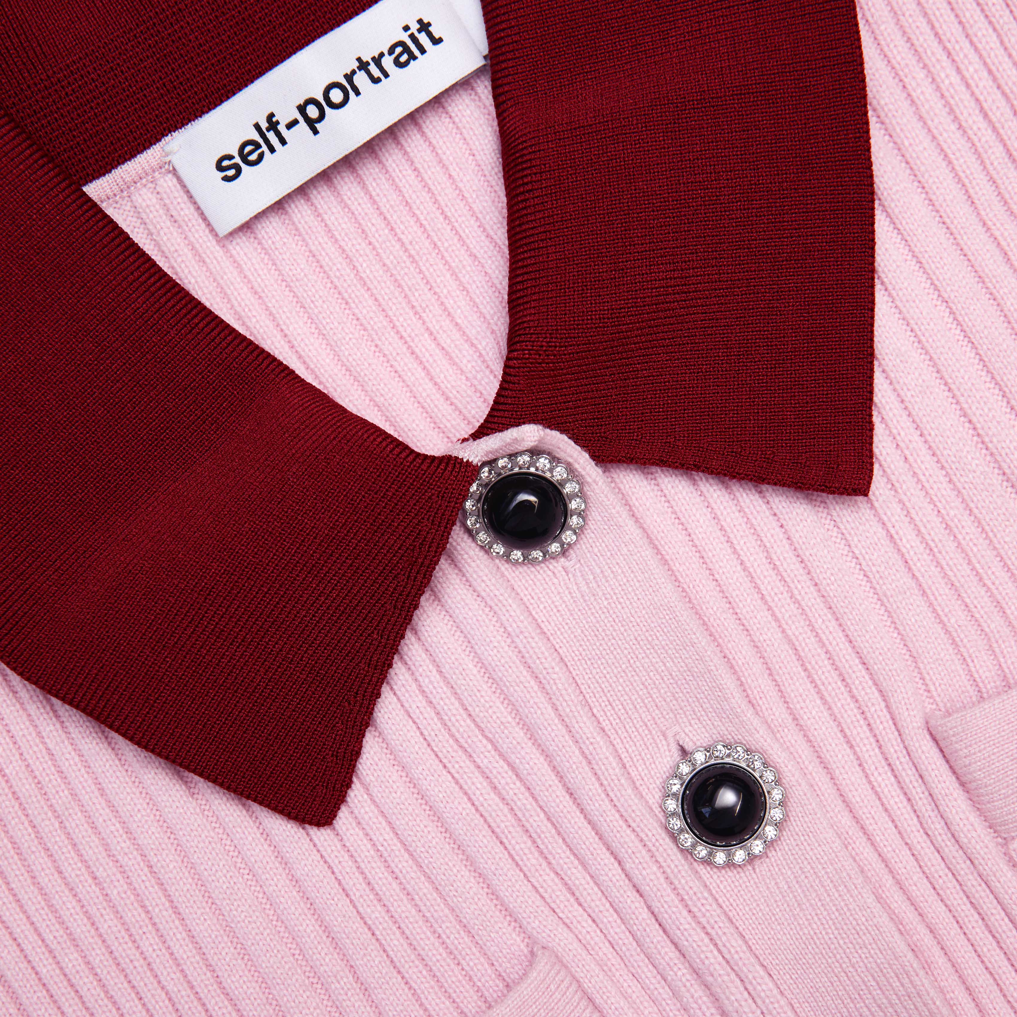 Pink Contrast Collar Knit Mini Dress