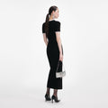Black Chenille Knit Midi Dress