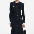 Navy Viscose Knit Midi Dress
