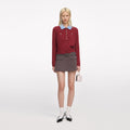 Burgundy Contrast Collar Knit Top