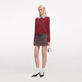 Burgundy Contrast Collar Knit Top