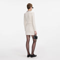 Cream Textured Knit Mini Skirt