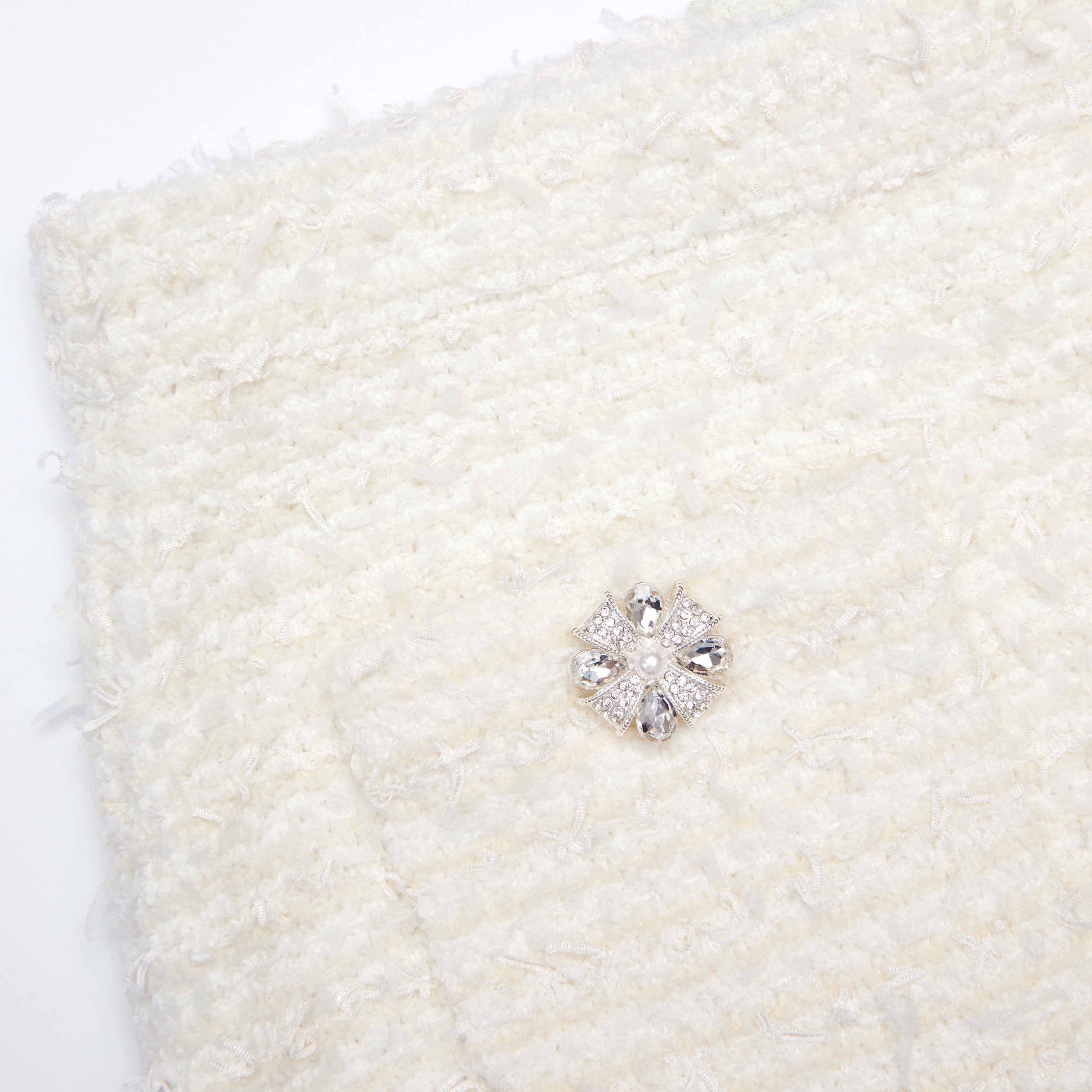 A close up of the fabric for the Cream Textured Knit Mini Skirt