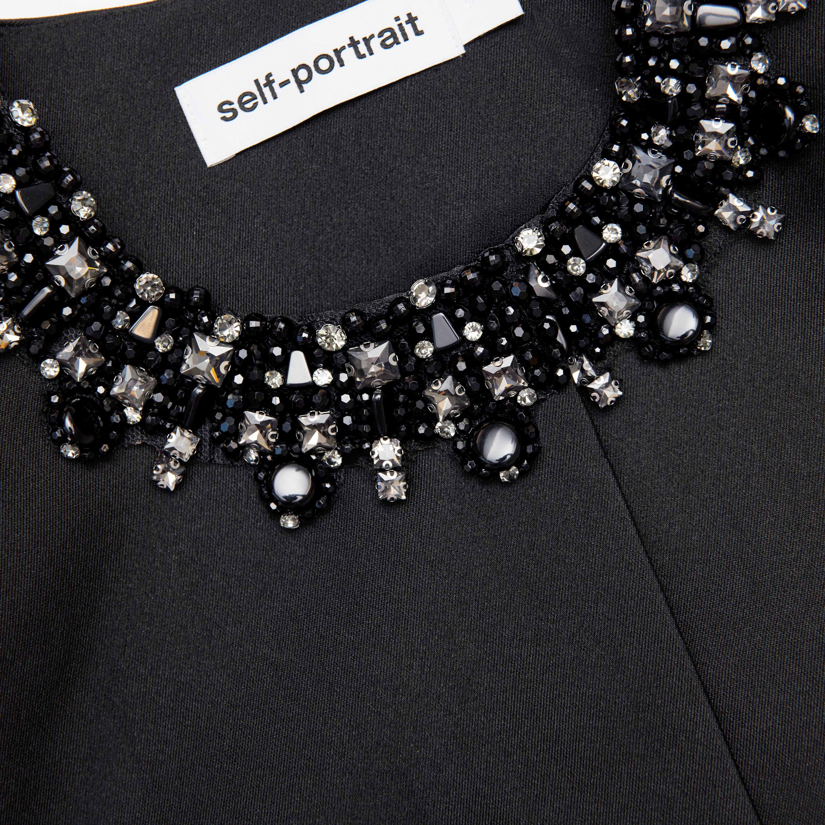 Black Taffeta Embellished Trim Jacket