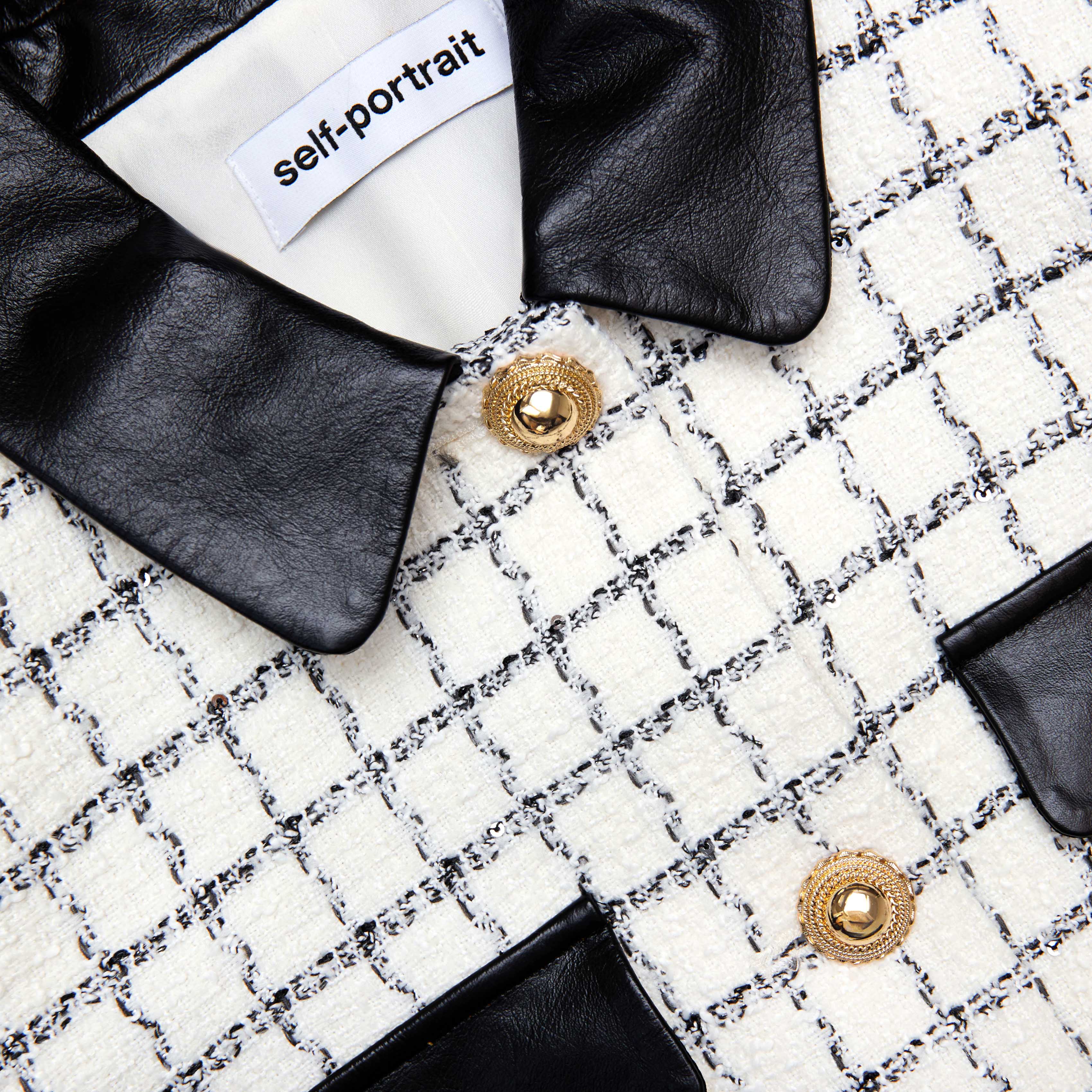 Check Boucle Fur Cuff Jacket