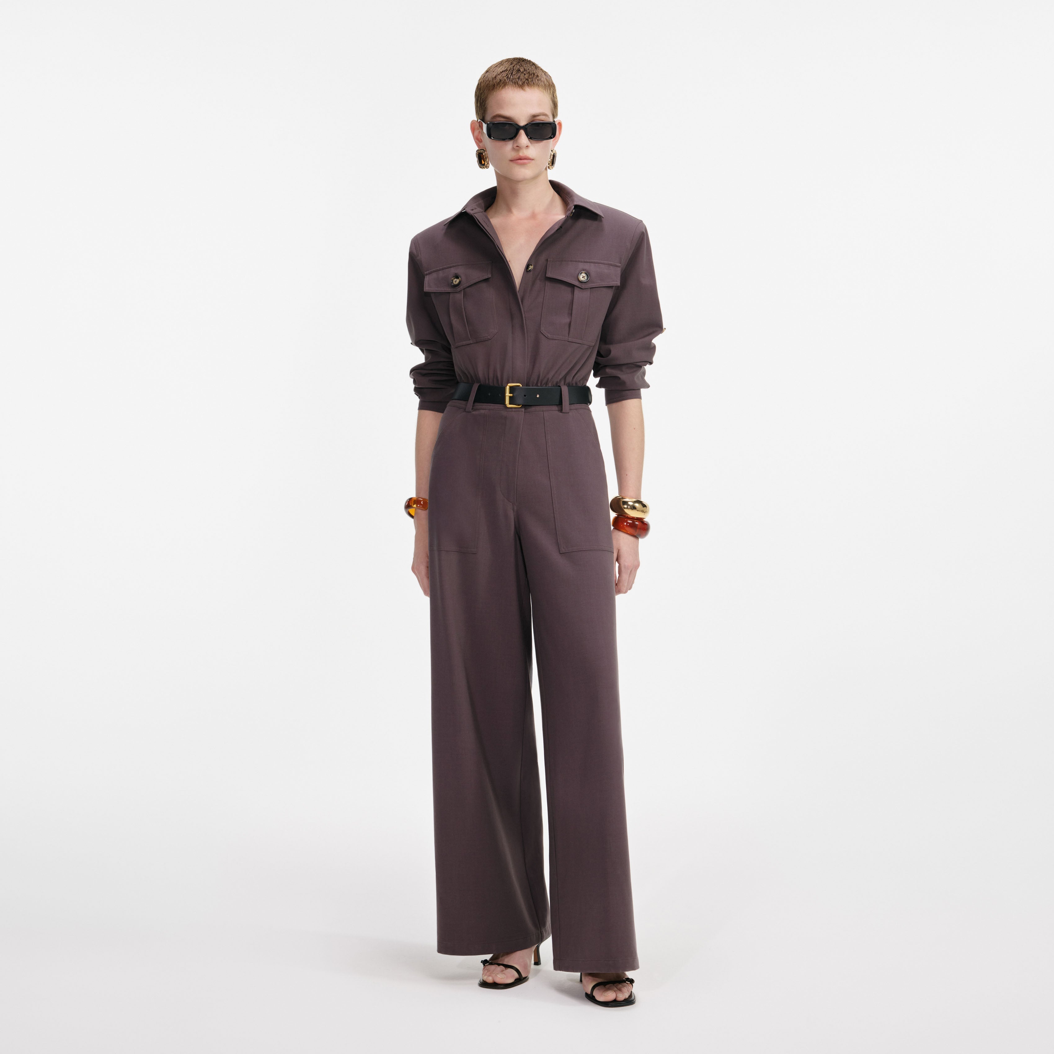 Brown Twill Jumpsuit